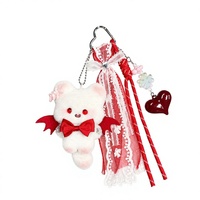 En gros : Pendentif de sac chaton démon à nœud rouge, Pendentif poupée en peluche 'Love' en dentelle rouge, Porte-clés en peluche exquis, Jouets pour enfants, Cadeau