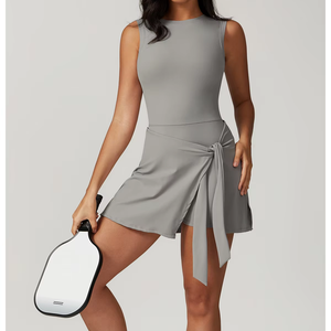 Conjuntos de Yoga personalizados para Fitness, trajes de baile lírico para <span class=keywords><strong>mujer</strong></span>, Falda corta Sexy para chicas de escuela para cancha de tenis - Product Image 3