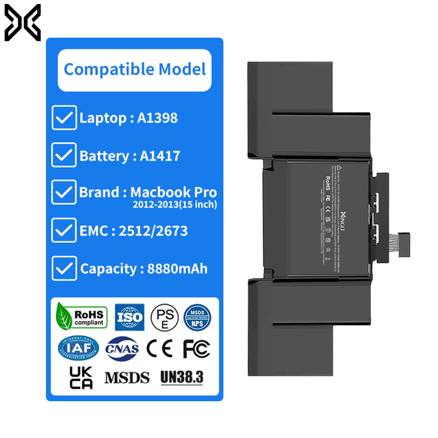 MacBook Pro 2012-2013 15 Inch Laptop Battery A1398/A1417 8880mAh Rechargeable 2512/2673 in Stock