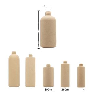 Botella Redonda de 250 ml con Hombros Curvos, Fabricada con Paja de Trigo Biodegradable y Ecológica, con Tapa Dosificadora, Reciclable, para Gel de Ducha, Champú y Loción - Product Image 2