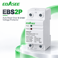 EBASEE OEM 63A 230V 2P 1P Monophasé Réinitialisation Automatique Protection Contre les Surtensions et les Sous-tensions Relais de Protection de Tension sur Rail DIN