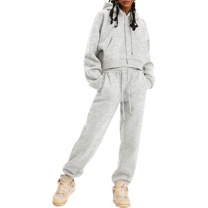 Conjunto Deportivo de 2 Piezas para Mujer, Sudadera y Pantalones de Felpa, Estilo Casual, Ligero, Manga Larga - Product Image 3