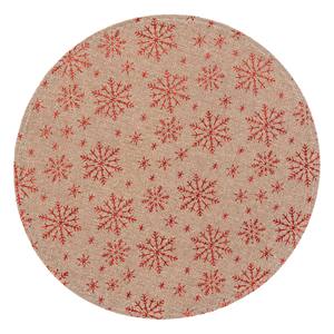 MANTO DE MESA DE POLIÉSTER CON EFECTO YUTE Y COPOS DE NIEVE ROJOS 38CM - Product Image 1