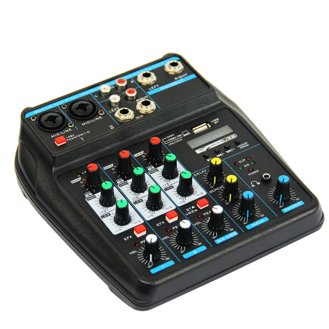 Mini Mixer De Audio Dj Controller Audio Console Mixer 4 Channels for Home Computer Live Broadcast