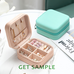 Travel <strong>Jewelry</strong> <strong>Box</strong> Organizer with Zipper Closure Anti-tarnish Velvet Lining Small Portable <strong>Jewelry</strong> <strong>Mini</strong> Storage Packaging <strong>Box</strong> - Product Image 5