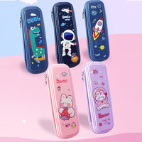 Trousse à crayons double couche mignonne pour enfants, motif dessin animé