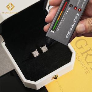 GRA Certified Hip Hop <b>Stud</b> <b>Earring</b> 925 Sterling Silver Fully VVS Moissanite Iced Out <b>Earring</b> for <b>Men</b> Women - Product Image 3