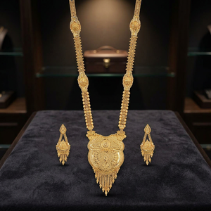 Joyería de moda chapada en oro de 14K, 18K, 24K al por mayor, collares largos de diseño tradicional con micropartículas, conjunto de joyería de latón relleno de oro. - Product Image 4
