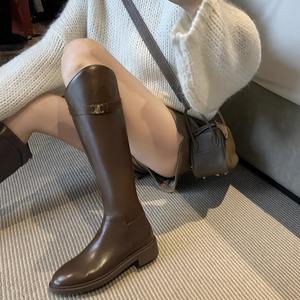 Botas Chelsea Hasta la Rodilla para Mujer de Otoño Invierno Su <span class=keywords><strong>Yinyin</strong></span> de Piel Genuina con Boca Inclinada y Diseño Arco del Triunfo para Aumentar la Estatura - Product Image 5