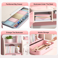 Table d'étude ergonomique pour enfants, réglable en hauteur, grand espace avec étagère pour l'école, la maison, le bureau et la chambre d'enfant