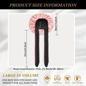 Champagne <span class=keywords><strong>Satin</strong></span> Casual Bonnet pour les femmes à usage quotidien Night Sleep Cap Écharpe Wrap avec bande de cravate Échantillon gratuit pour les <span class=keywords><strong>cheveux</strong></span> bouclés - Product Image 2