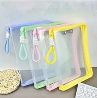 Sac organisateur de fichiers en PVC transparent A4, pochette pour documents imperméable, dossier de rangement portable avec poignée pour le bureau et l'école