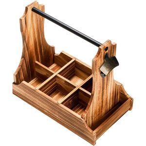 Wooden Beverage Storage Box With Handle Rectangle Picnic Carrying Case For <b>Beer</b> Wine Bottle Opener And Can Collector - Product Image 1