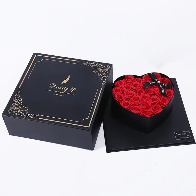 Kalp şeklinde gül sabunu çiçek hediye kutusu sihirli küp sabun çiçekler sevgililer anneler günü partisi hediye