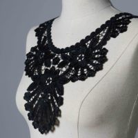 Col en dentelle soluble dans l'eau brodé de sequins en polyester, style luxueux, pour robes de soirée et chemisiers tendance