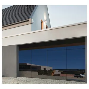 Hihaus New Modern Automatic Residential Sectional Mirror Glass Frameless Garage Door