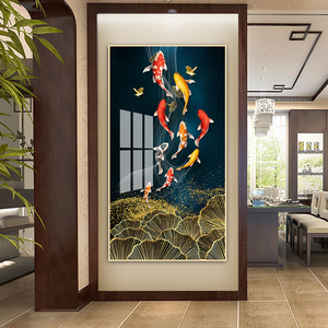 Arte Murale Moderna per Arredamento Casa, Stampa Digitale HD su Tela <span class=keywords><strong>di</strong></span> <span class=keywords><strong>Pesci</strong></span> Koi, Dipinto <span class=keywords><strong>di</strong></span> Lusso su Vetro Cristallo e Porcellana - Product Image 1