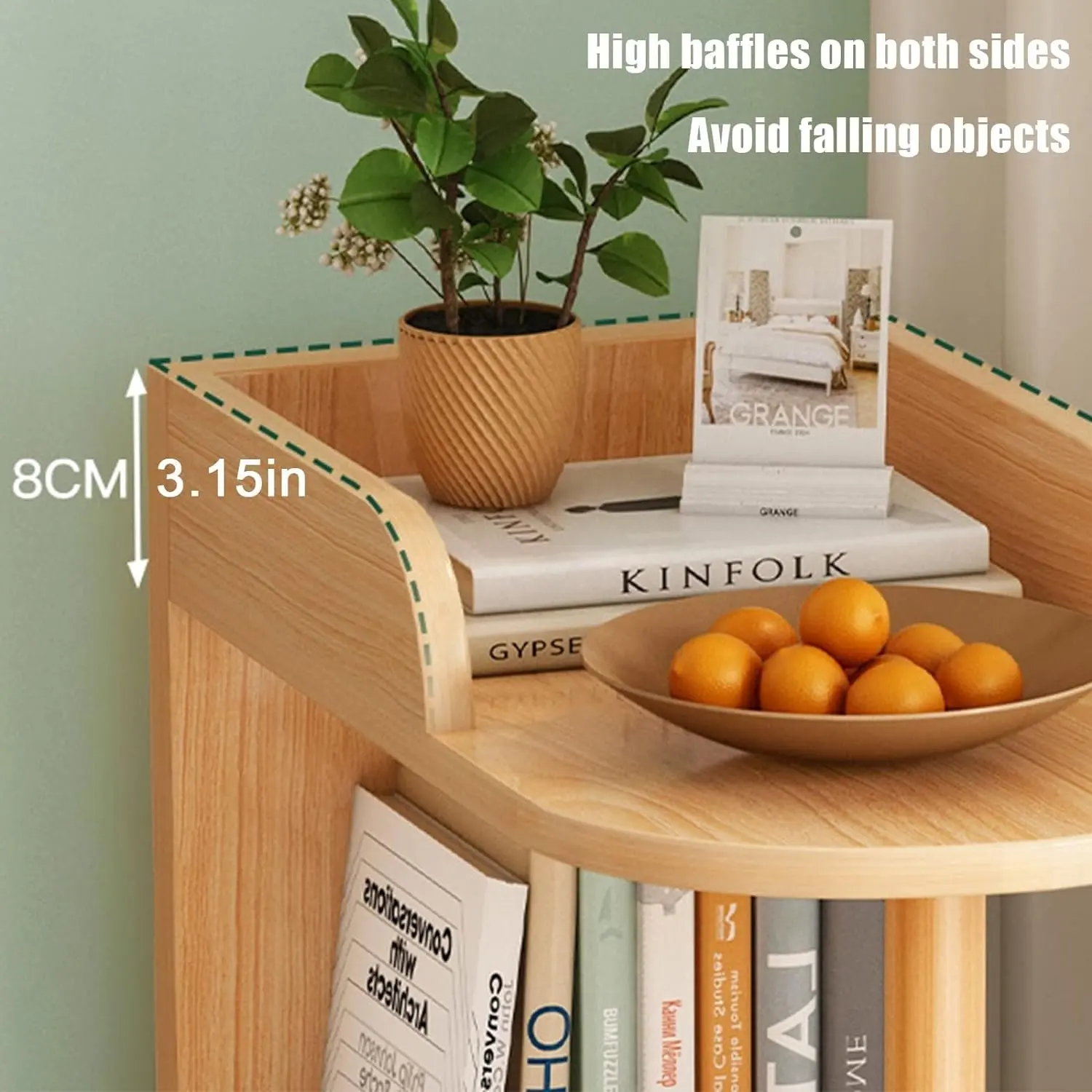Free-Standing Wooden Bookshelf Wall Corner Bookcase Storage Organizer Open Display Rack Plant Stand for Home Office