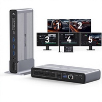 Station d'accueil USB-C 18-en-1 en alliage d'aluminium DisplayLink 8K + Quad 4K 120Hz, charge rapide 45W, 2.5GbE Thunderbolt