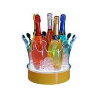 Seau à glace lumineux LED rechargeable, design moderne transparent en PC, grand et petit format, pour bar et spiritueux