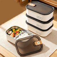 Nouvelle boîte à lunch en acier inoxydable à 2 compartiments, boîte à lunch en métal pour enfants, boîte à lunch isotherme en acier inoxydable, ensemble de boîtes à lunch