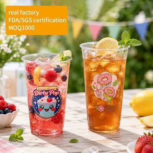 Vasos de Plástico Desechables Personalizables de 16 oz, PET, 98 mm de Diámetro, Impresión Digital para Comedor Escolar, Campamento Juvenil, Servicio de Comidas para Estudiantes - Product Image 1