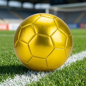 Silver Metallic Soccer Ball Classic Stitched Panel Design <b>Football</b> - Product Image 3