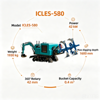 Mesin Pertanian Multifungsi: Excavator Crawler 58HP dengan Bucket 0.21m³ & Lampiran Pengolah Tanah