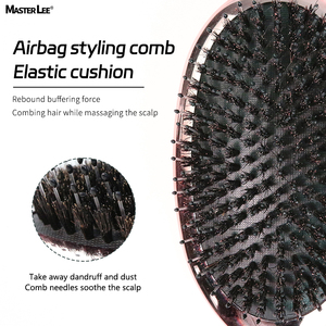 Juego de cuidado del cabello de lujo salón hogar regalo Rosa oro ventilado cerdas de jabalí masaje desenredante cepillo de pelo con caja de papel artesanal y bolsa - Product Image 4