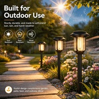Lampe solaire de jardin 2-en-1 à fixation murale et sur piquet, étanche IP65, avec filament chaud, pour pelouse, allée et patio