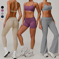 Ensemble de sport 4 pièces pour femme, qualité supérieure, Naked Sense Solid, grandes tailles, doux pour la peau, séchage rapide, design taille élastique, course et yoga