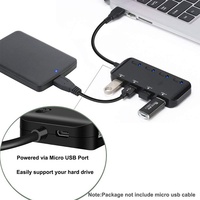 Hub USB 3.0 haute vitesse 4 ports 5 Gbps 4-en-1, répartiteur USB 3.0 avec 4/7 ports et interrupteur LED pour ordinateur portable PC