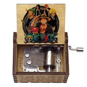 Color Printing Anime One Piece We Are Song Theme Hand Crank Music Box movement Wooden Classical Kids Gift 61