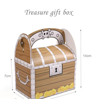Portable Mini pliant bois Grain papier trésor coffre boîte de rangement fête faveurs chocolat bonbons boîte emballage Pirate coffrets cadeaux