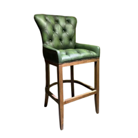 Tabourets de bar Chesterfield en cuir rétro de qualité supérieure, en bois, pour bar à domicile, cuisine, restaurant, écologiques et durables
