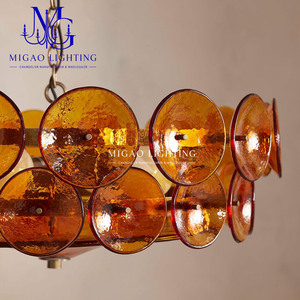 Lámpara de Araña de Cristal Artístico Texturizado Marrón Ámbar Estilo Medieval Francés, Colgante de Lujo Ligero para Salón, Comedor y Techos Altos de Villa - Product Image 6