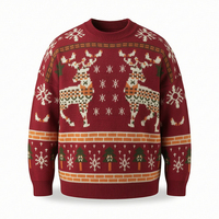 Pull de Noël moche personnalisable à manches longues pour homme, tricoté, unisexe, motif jacquard, respirant, ODM, motif Argyle