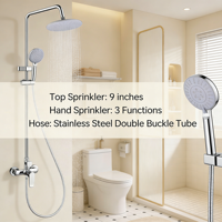 Ensemble de robinetterie de douche thermostatique en laiton à poignée unique, finition chromée, avec cartouche céramique, barre de douche pluie et jet doux, fixation murale pour salle de bain