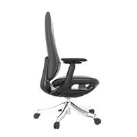 Fabricant de chaise de bureau en cuir PU noir à dossier haut, chaise de bureau pivotante Ceo avec base en aluminium de 350mm