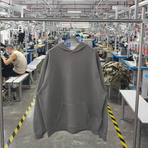 旧货太阳褪色酸洗480 Gsm法国毛圈连帽衫男装供应商定制喷漆遇险补丁连帽衫 - Product Image 2