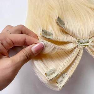Extensioni per <span class=keywords><strong>Capelli</strong></span> Umani Vergini di Qualità Premium con <span class=keywords><strong>Clip</strong></span> a Ragno, Cuticole Completamente Allineate - Product Image 3