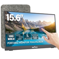 Moniteur portable tactile 15,6 pouces FHD, écran IPS mat tactile 10 points, angle de vision de 178 degrés, housse de protection intégrée, support intégré