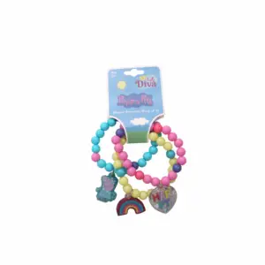 Yifan Hot Wholesale Colorful Plastic Beads Heart Charm Rainbow Beaded Bracelet for Girls and Kids