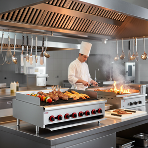 Grill a gas OUTE da 48 pollici in <span class=keywords><strong>acciaio</strong></span> inossidabile con 8 bruciatori e pietra lavica, a risparmio energetico, da banco/autoportante per Steakhouse - Product Image 2