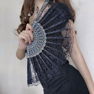 Éventail pliant en dentelle espagnole et soie, orné de fleurs, pour la danse, les fêtes, les bals de promo et les mariages - Product Image 6