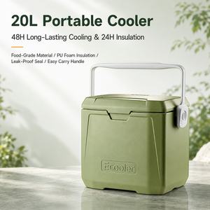 กล่องเก็บความเย็นแบบพกพา Ecooler 20 ลิตร สีเขียวมะกอก ป้องกันการรั่วซึม เก็บน้ำแข็งได้นาน 2 วัน รุ่น F5 ดีไซน์ทรงสี่เหลี่ยม สำหรับกิจกรรมกลางแจ้ง - Product Image 2
