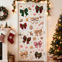 Autocollant mural décoratif nœud rose de Noël pour la maison, autocollants de fenêtre de Noël en PVC résistants aux UV et imperméables