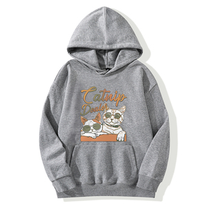 Felpa con Cappuccio in Cotone Sottile Invernale Vestibilità Ampia con Stampa Vintage Black Catnip Dealer & Cool Cat Grafica Unisex Fornitura ODM - Product Image 3