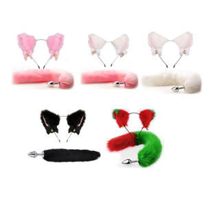 Lindo gato erótico conjunto de dos piezas de cola larga tapones anales bandas para el cabello BDSM accesorios de vestir juguetes sexuales - Product Image 4