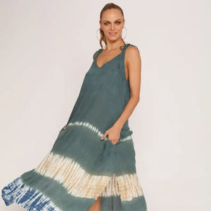 ชุดเดรสแขนกุดสไตล์โบฮีเมียนสำหรับผู้หญิงชุดเดรสลำลองสีพื้นแฟชั่นสำหรับงานแต่งงาน - Product Image 1